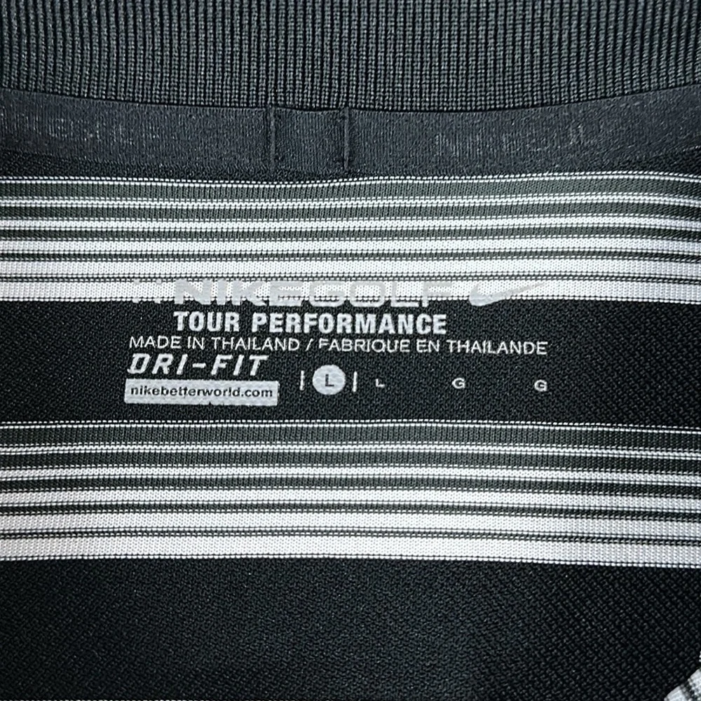 Nike Golf Dri Fit Tour Performance Black White Stripe Men's Polo Shirt Large